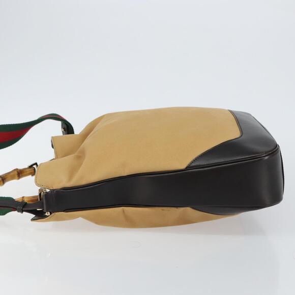 GUCCI Bamboo Web Sherry Line Bag Canvas 2way Beige 001 4058 1705 Auth 142842 - Picture 4 of 16